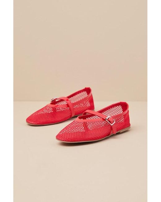 Matisse Red Nolita Mesh Buckle Ballet Flats