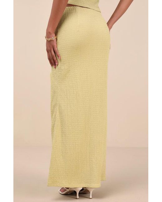 Lulus Natural Fania Lime Textured Knit Maxi Skirt