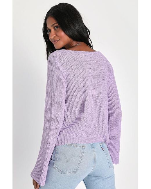 Lulus Purple Springtime Sweetie Loose Knit Cardigan Sweater