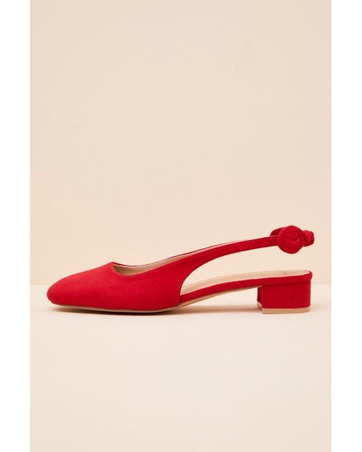 Lulus Blue Laylaa Suede Bow Slingback Low Heel Pumps