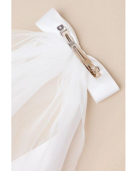 Lulus White Dreamy Adoration Satin Bow Hair Clip Veil