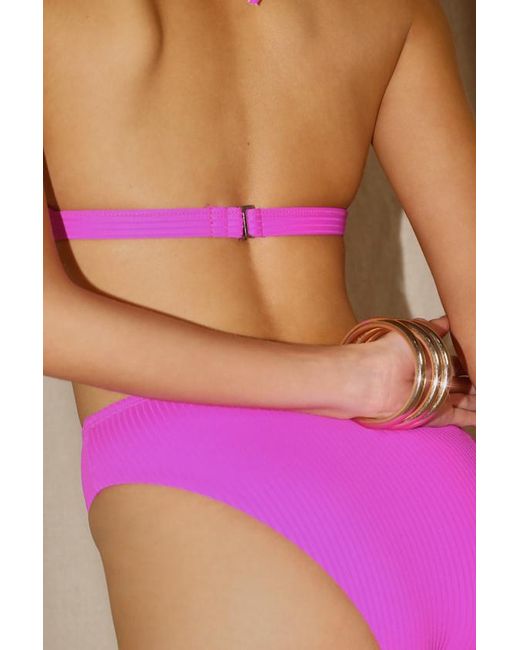 Lulus Purple Sandy Messages Ribbed Halter Bralette Bikini Top