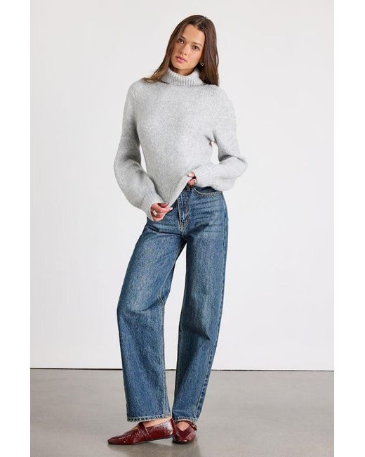 Lulus Gray Meet Cozy Knit Long Sleeve Turtleneck Sweater