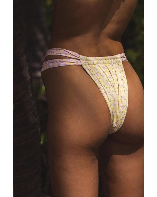 Lulus Brown Serenade Ditsy Floral Strappy Bikini Bottoms