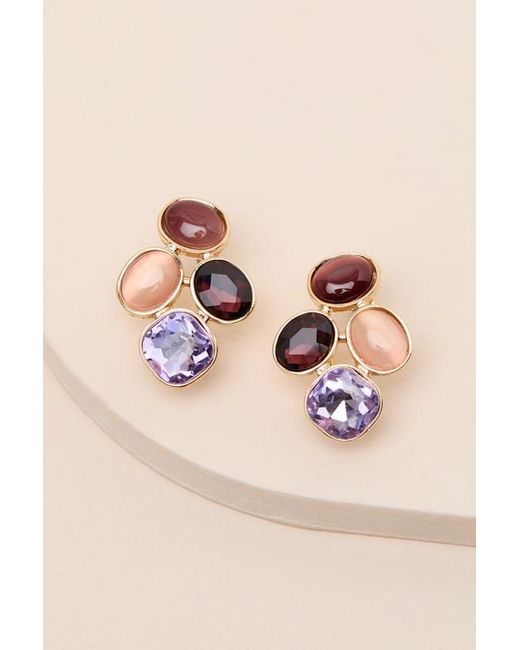Lulus Pink Naya Multi Rhinestone Statement Earrings
