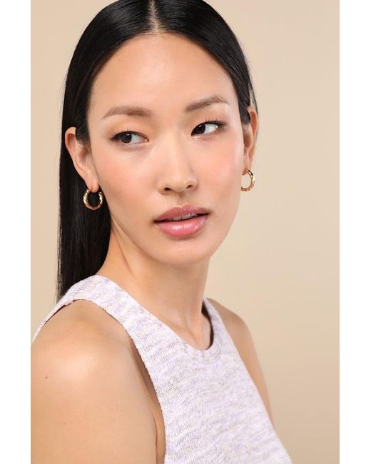 Lulus Natural Makana Textured Rhinestone Six-Piece Hoop Earring Set