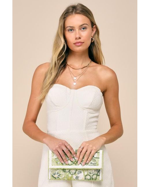 Lulus Metallic Flourishing Charm Multi Floral Beaded Clutch