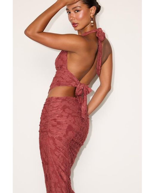 Lulus Red Lyta Rusty Rose Floral Jacquard Two-Piece Midi Dress
