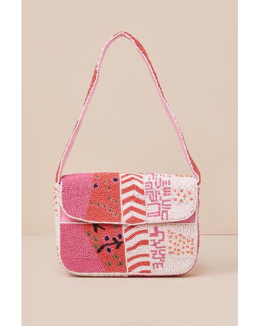 Lulus Pink Radiant Inclination Multi Beaded Shoulder Bag