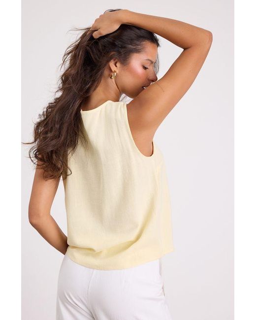Lulus White Casually Sophisticated Linen Sleeveless Button-Front Top