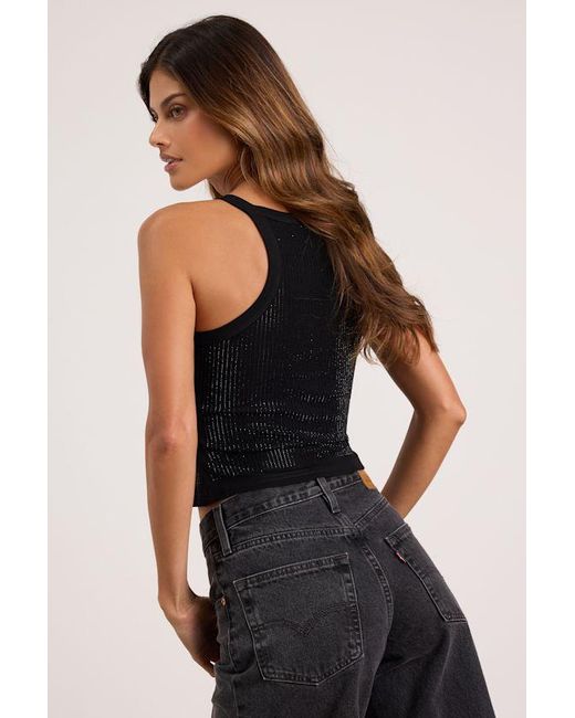 Lulus Black Amata Rhinestone Racerback Tank Top