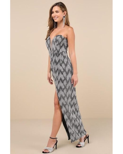 Lulus Metallic Shimmering Rsvp Shiny Lurex Strapless Maxi Dress
