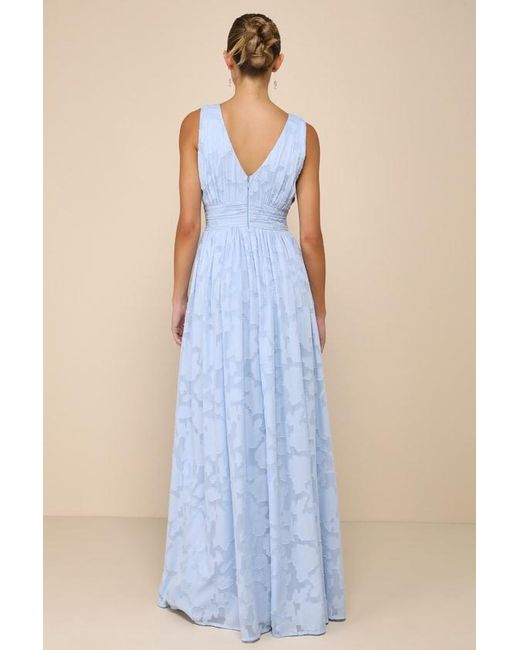 Lulus Blue Sweet Sophistication Burnout Floral Maxi Dress