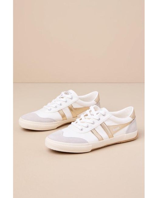 Gola Natural Badminton Off And Color Block Suede Leather Sneakers