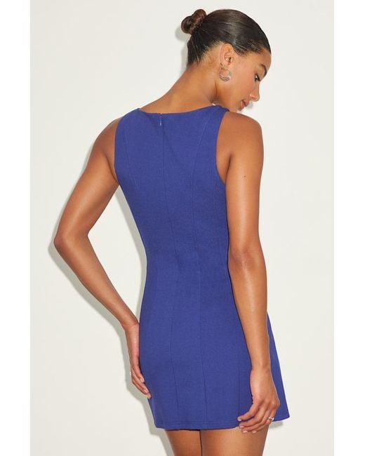 Lulus Blue Lavonne Sleeveless Boat Neck Mini Dress