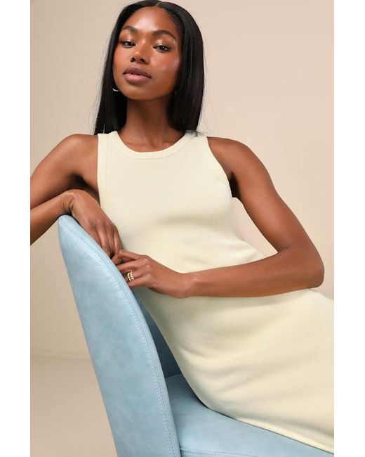 Lulus Natural Majorly Trendy Ribbed Bodycon Midi Dress