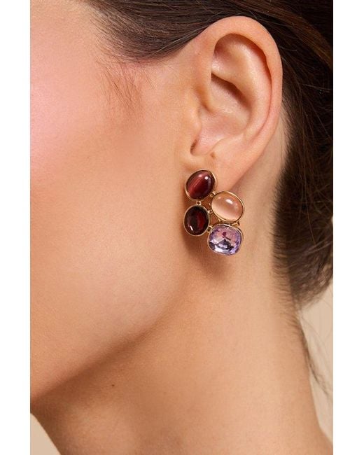 Lulus Pink Naya Multi Rhinestone Statement Earrings