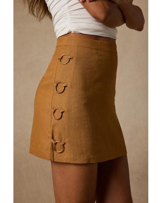 Lulus Brown Fedra Ring High-Rise Mini Skirt