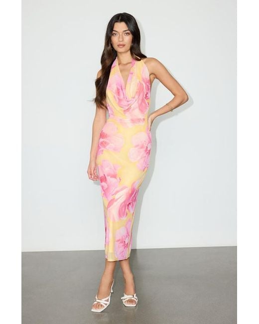 Lulus White Venus And Floral Mesh Backless Midi Dress