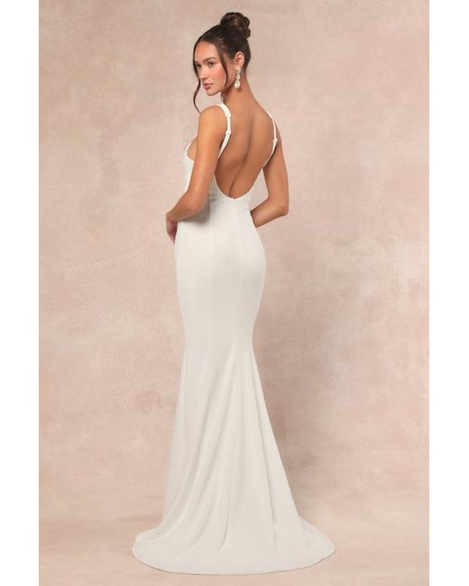 Lulus Natural Safine Backless Mermaid Maxi Dress