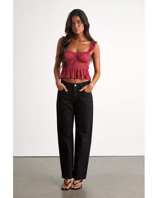 Lulus Red Sophisticate Satin Peplum Tank Top