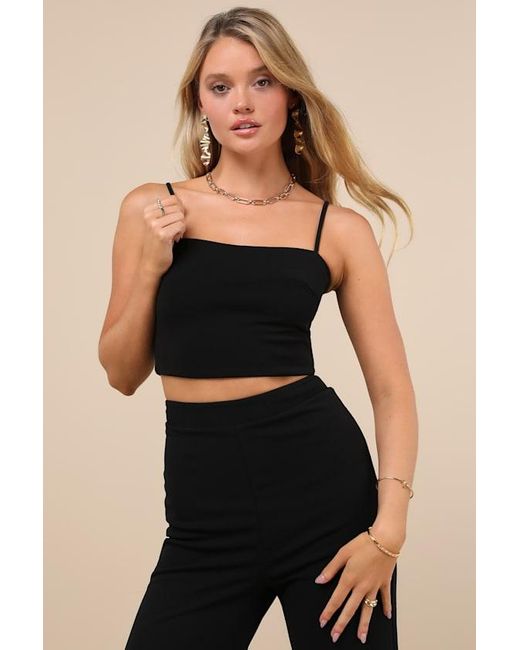 Lulus Black Impressive Aesthetic Wide-Leg Two-Piece Jumpsuit