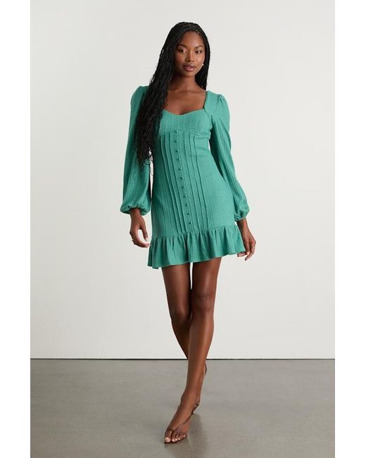 Lulus Green Coveted Sweetness Pointelle Knit Long Sleeve Mini Dress