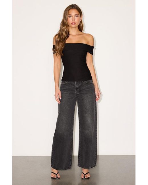 Lulus Black Davea Jersey Knit Off-The-Shoulder Top