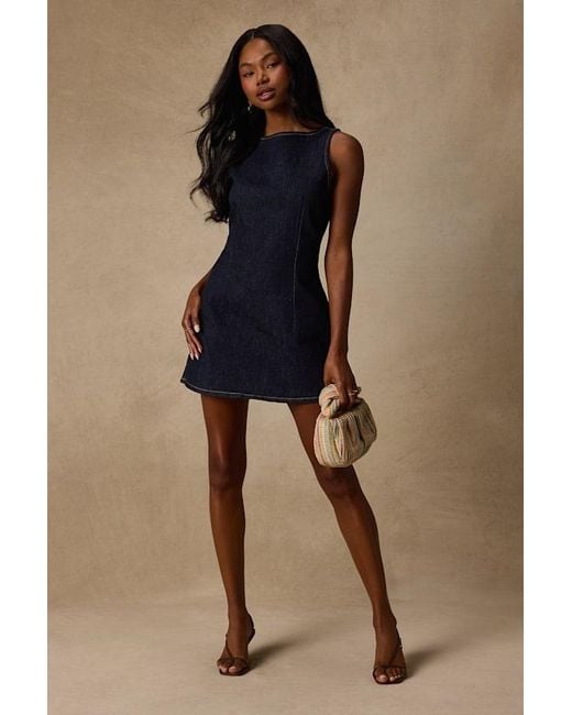 Levi's Black Little Dark Wash Denim Boat Neck Mini Dress