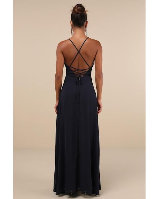 Lulus Blue Event Ready Backless Lace-Up Maxi Dress