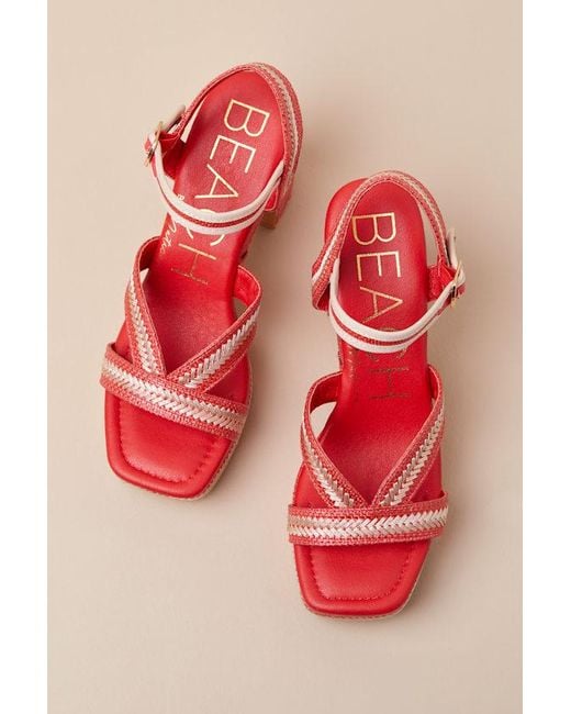 Matisse Orange Adelaide Raffia Embroidered Platform Ankle Strap Sandals