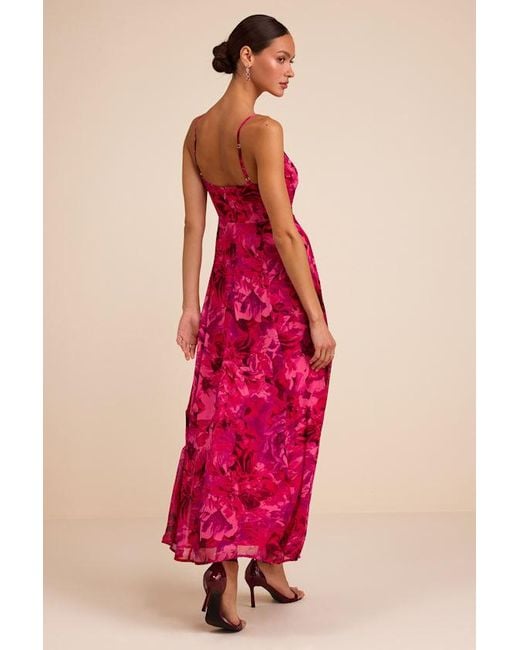 Lulus Red Beautiful Soul Floral Print Twist-Front Maxi Dress