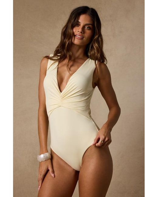 Lulus Natural Balyn Slinky Knit Cutout Bodysuit