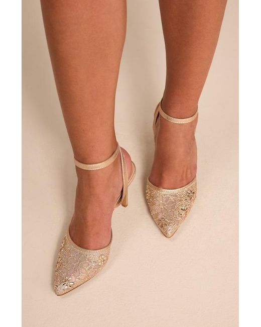 Lulus Natural Fierria Rhinestone Pointed-Toe Ankle Strap Pumps