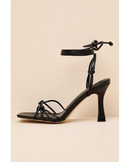 Lulus Natural Anka Strappy Lace-Up High Heel Sandals