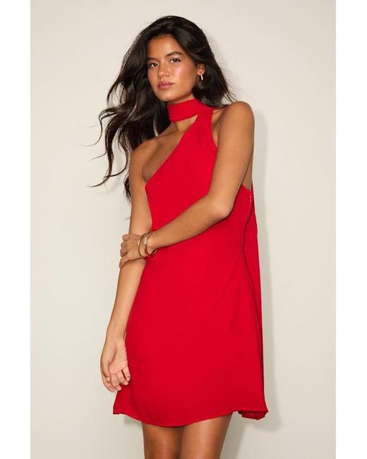 Lulus Red Isloda One-Shoulder Backless Sash Mini Dress