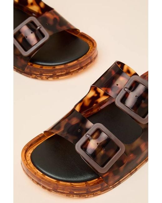 Dolce Vita Brown Julio Tortoise Vinyl Buckle Slide Sandals