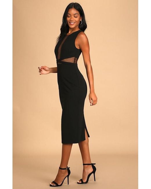 Lulus Black Not Meshing Around Cutout Bodycon Midi Dress