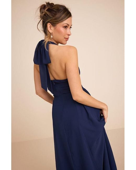 Lulus Blue Conway Halter Midi Dress