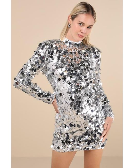 Lulus Metallic Brilliant Behavior Sequin Backless Mini Dress