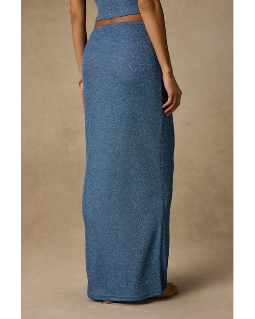 Lulus Blue Sea Glass Lurex Maxi Skirt Swim Cover-Up