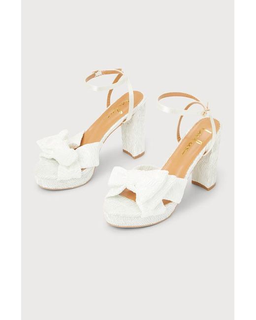 Lulus Brown Lilsa Bow Platform Ankle Strap Heels