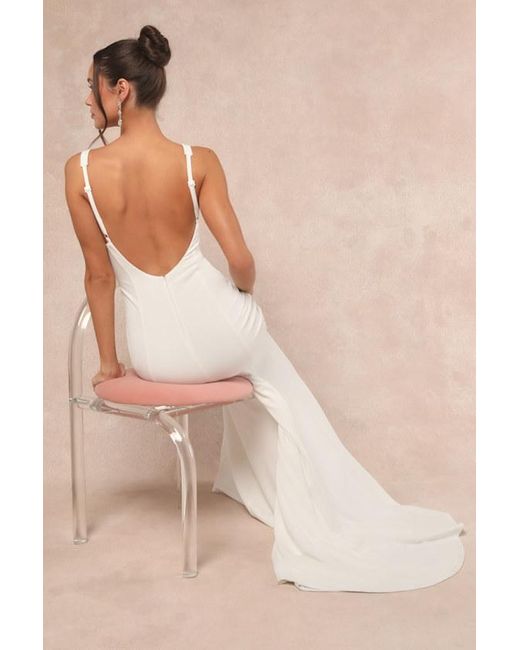 Lulus Natural Safine Backless Mermaid Maxi Dress