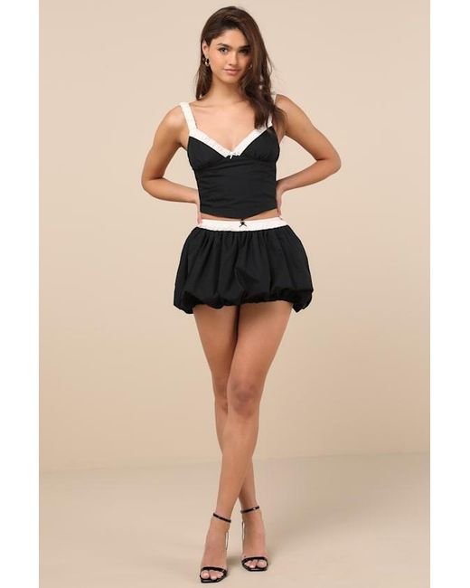 Nia Black Smith Bubble-Hem Mini Skirt