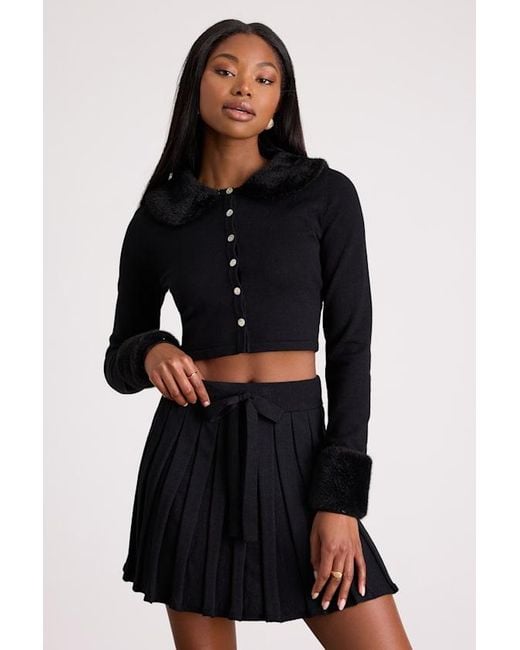 Lulus Black Layden Knit Pleated Mini Skirt
