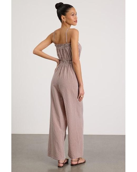 Lulus Pink Dylan Gingham Wide-Leg Jumpsuit