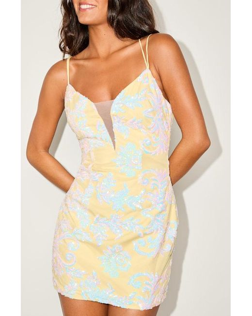 Lulus Yellow Marisol Sequin Lace-Up Mini Dress