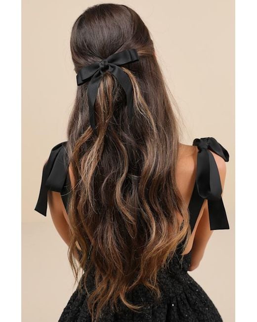 Lulus Cute Reputation Bow Hair Clip Set in Black Lyst UK