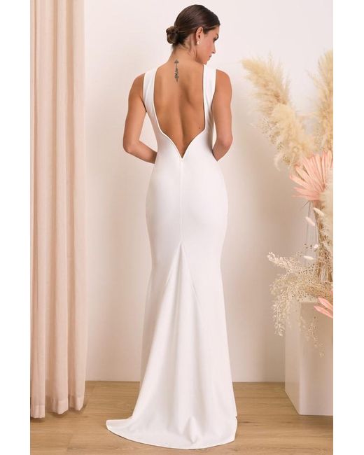Lulus Natural Va Va Voom Backless Sleeveless Mermaid Maxi Dress