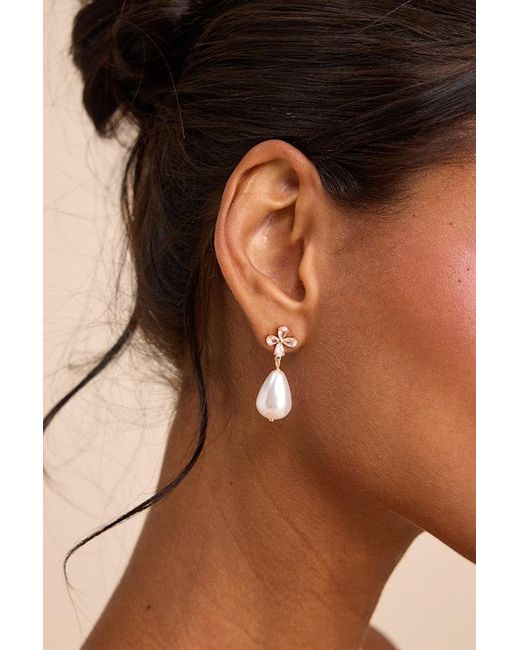 Lulus Natural Amanas 14Kt Pearl Drop Earrings
